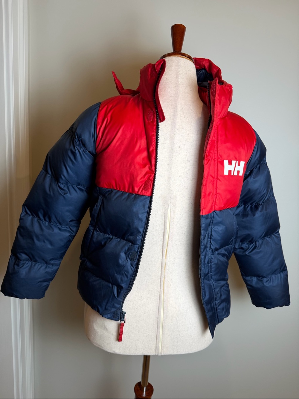 Kids Size 10 Helly Hansen Red and Navy Colorblock Kids Puffer Jacket